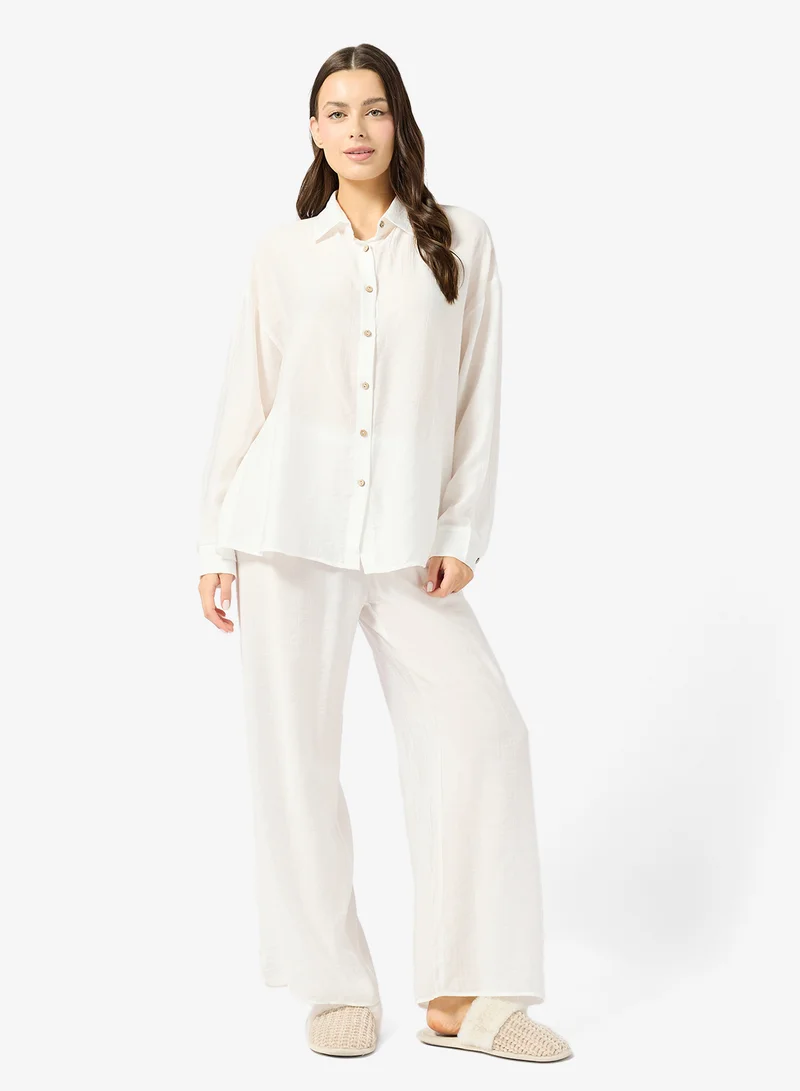 جينجر طقم قميص وبيجامة بقصة مريحة